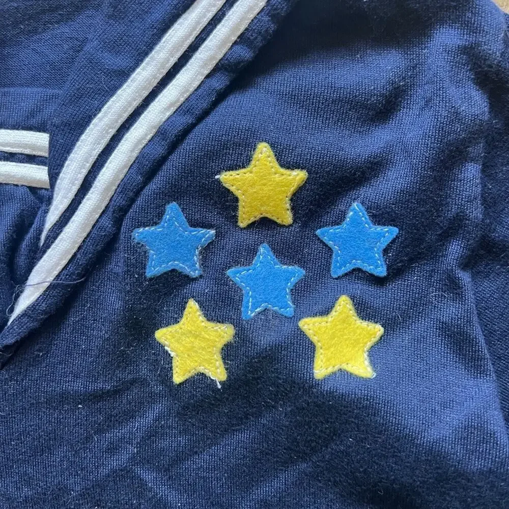 Vtg 80s Buster Brown Sailor Top Navy Embroidered Stars Nautical Preppy Americana